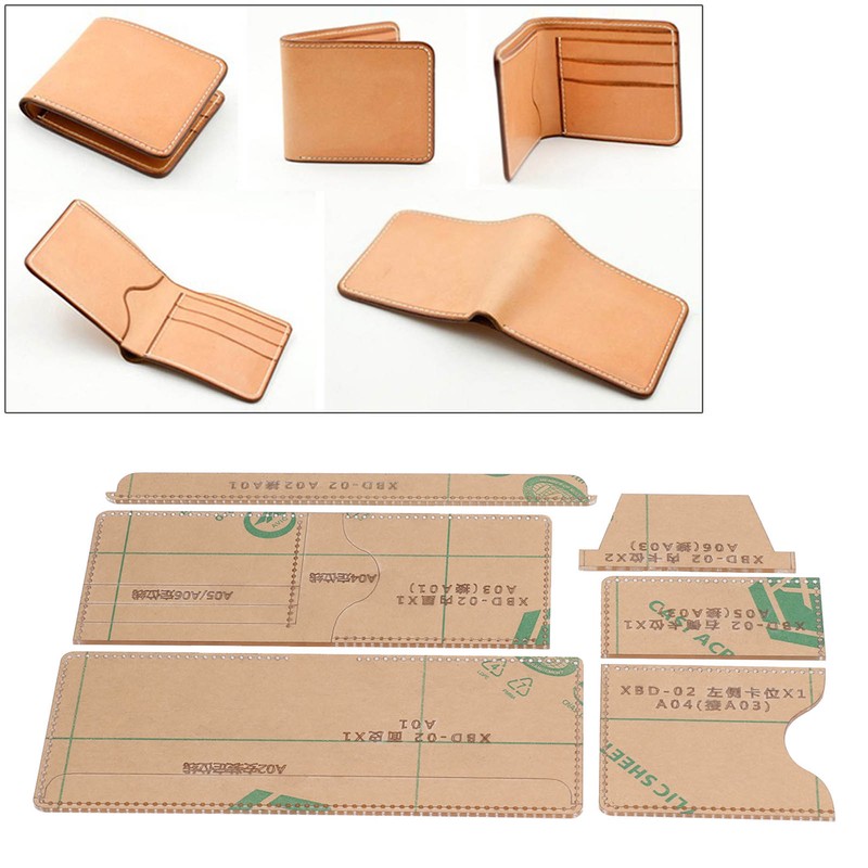 6PCS Acrylic Template DIY Wallet Pattern Handmade Making Mold Craft