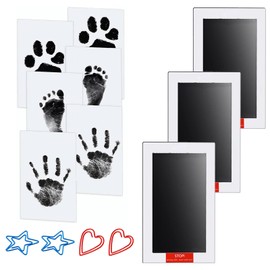 Kemowi 3 Pack Baby Handprint and Footprint Kit, Dog Paw Print Kit Pet, Clean Touch Ink Pads for Dogs&Cats, 3 Mess-Free Print Pads, 6 Imprint Cards, 4 Photo Clips, Safe Pet Memorial Gifts