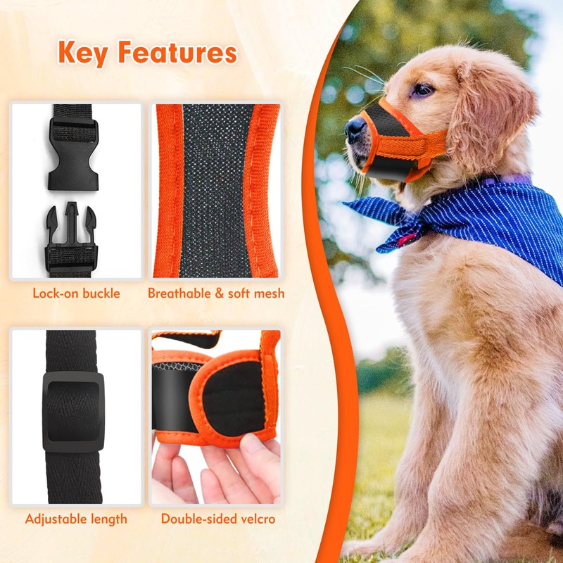 Adjustable Anti Bark Muzzle for Small Dogs - Breathable Mesh