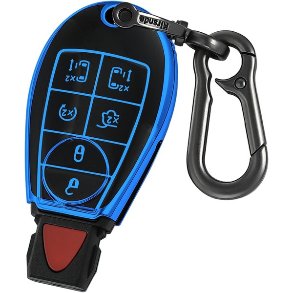 Kirsnda Key fob Cover Metal Buckle Compatible with Dodge Chrysler