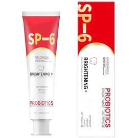 SP6 Probiotics White Toothpaste,SP-6 Ultra Whitening Toothpaste,Fluoride-Free, Protects Enamel, Freshens Breath,Deep Cleaning Oral Care, Healthier Teeth Whitening