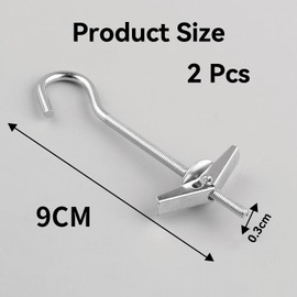 HLMYER 2 Pcs 90mm Ceiling Hook for Hanging Plants,Silver Ceiling Hook,Plasterboard Hooks,Ceilings Hooks Heavy Duty,Wing Spring Toggle Hanger,for Cavity Walls Fixing Lights Flowerpots