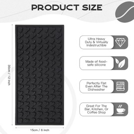 IAOSEN 2 Pcs Bar Mat for Countertop 12 x 6 Inch Bar Mats Food-Safe Silicone Mat Non Slip Rubber Bar Service Spill Mat for Kitchen,Coffee Bar, Bars,Restaurants Counter Top