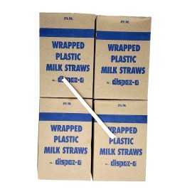 Dispoz-o Dispoz Wrapped Plastic Milk Straws 5/3/4in 4 Boxes Of 500 Total 2000