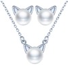 CPSLOVE 925 Sterling Silver Women's Pearl Jewellery Set Cute Cat