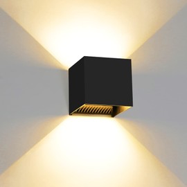 Kawell 12W Modern LED Wall Sconce Adjustable Beam Angle Waterproof IP65 Aluminum Wall Light Indoor Outdoor for Bathroom Living Room Bedroom Hallway Corridor Stairs, Black 3000K