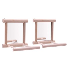 Anze Bird Mirror with Swing Hummingbird Swing Bird Perches for Parrots Stand Wooden Swing Toy for Macaws Lovebird Cockatoo Parakeet Conure Finch Cockatiels, 2 Pack