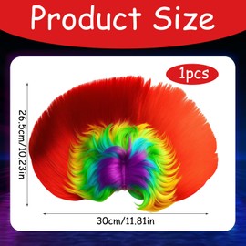 Funny Wig, Cockscomb Rainbow Wigs for Costume Parties, Rock Concerts and Halloween, Vibrant Multi-Coloured Synthetic Fibre Wig