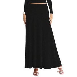 Sweet Hearts Maxi Skirts for Women- Elastic Waist Casual Comfy Flare A-Line Long Skirt XS-XL Made in USA (Black, X-Small)