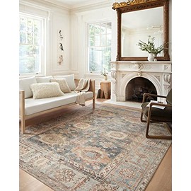Loloi II Margot Collection MAT-03 Ocean / Spice, Traditional 5'-0" x 7'-6" Area Rug