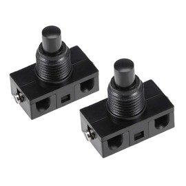 sourcing map Inline Foot Pedal Push Button Switch, UFO Type Lamp Lighting Foot Control Latching ON/Off Footswitch Black 2 Pcs
