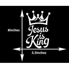 Jesus Is King Car Decal Sticker – Christian Faith Vinyl Bumper Sticker for Car, Truck, Laptop, Window – Religious Jesus Quote Stickers 2Packs(white)