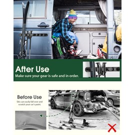 Magnetic Ski Holder for Side of Car – Strips Magnetic Snowboard Mount – Prevent Ski and Snowboard from Tipping Over – Protects Vehicle from Scratches - Snowboard Accessories(Black)