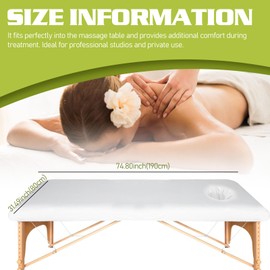 WIYETY Stretch Cover for Massage Tables 190 x 80 cm, Cover for Massage Table with Hole, Thick Washable Massage Tables, Elastic Duvet Cover, Anti-Dirt, Used for Beauty and Treatment Lanyards (White)
