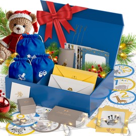 Ultimate Baby Keepsake Box for Boys & Girls - Unique New Parents Gifts for Couples - 10 Beautiful Keepsake Ideas Inside - Perfect for Expecting Parents, Baby Shower, Gift for Mom to Be, Blue