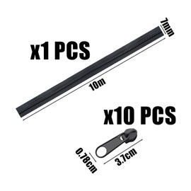 JTMKYO 1 Roll of 10-Yard Nylon Zipper, Equipped with 20 Zipper Sliders, Sewing Zipper, Black Nylon Zipper, Sewing and Tailoring Craftsmanship Handmade Zipper for Clothes and Bags (Black)