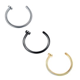 Decentraland Silver Black Gold 20G 0.8mm Titanium Septum Piercing Stainless Steel Septum Horseshoe Hoops Nose Rings C-shaped Nose Lip Piercing Nail Jewellery 6mm, Stainless Steel, No gemstone
