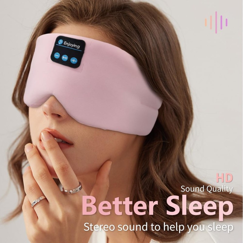 Sleep Headphones Bluetooth Eye Mask, Soft Wireless Headband with Ultra-Thin