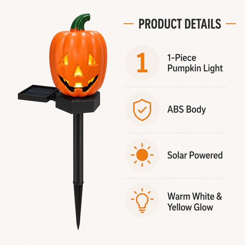 Solar Halloween Stake Light for Yard Decoration – Spooky Pumpkin,