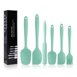 Silicone Spatulas Set, Rubber Spoon Spatula Heat Resistant Spoonula One Piece Design Seamless Spatula Non-Stick Scrapers Baking Mixing Tool (Light Green)
