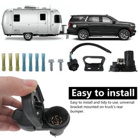 2025 Upgrade 7 Way Trailer Tow Hitch Wiring Plug Receptacle Connector Harness Installation Kit for Chevy/G*M/Toyota/Ford/Dodge (with Tow Harness)