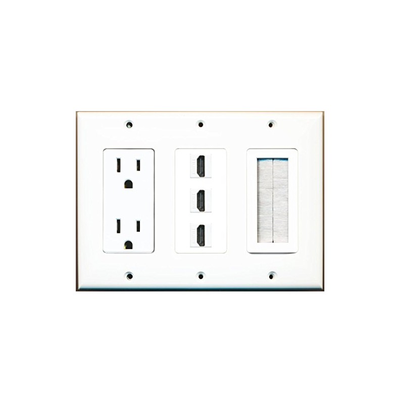 RiteAV - (3 Gang 15A Power Outlet Mesh-Brush 3 HDMI