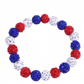 Terripets Baseball Bling bracelet Ice Collection bracelet Rhinestone Ball bracelet (Red white blue), 7.48