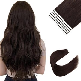Sixstarhair Dark Brown Remy Tape In Hair Extensions Premium 100 Human Hair With Invisible Tape Attached Semi Permanent Hair Extensions 50g [Color 2 Dark Brown 20inch]