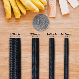 Wesnoy 1/2 Inch 100 ft Bungee Shock Cord Rope Heavy Duty Kayak Bungee Elastic Stretch Shock Cord Black Polyester Stretch Rope for DIY Projects Kayak Strap Tie Downs Camping Tent Crafting