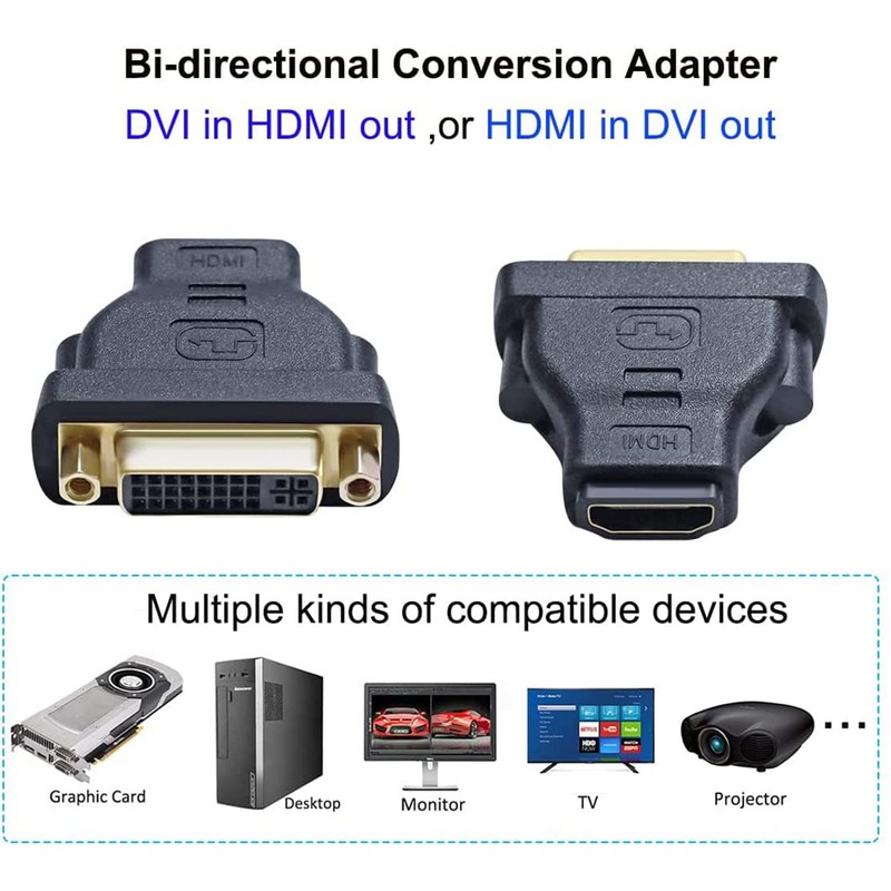 DTECH HDMI Female DVI 29pin Female Converter Adapter Two-Way Transmission