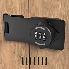 Keyless 3-Digit Combination Lock – Twist Knob Hasp Latch with Password – Glow-in-The-Dark Zinc Alloy Lock for Kitchen Drawers, Cabinets, Cupboards (Black)