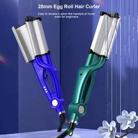 Hair Curling Iron Wand 28mm Ceramic Hair Waver Egg Roll Hair Curler Hair Crimper Temperature Adjustable Deep Beachy Waves Hair Styling Tool