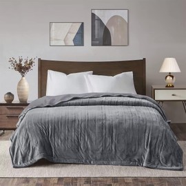 Sunvivi Heated Electric Blanket Queen Size Dual Control, 10 Heat Settings, 12 Hours Auto Off, Machine Washable, ETL Certified, Overheating Protection, Grey