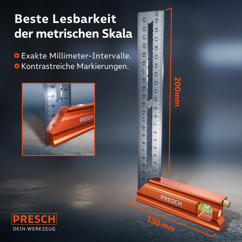 Presch Try Square 200 mm – Highly Precise & Rustproof