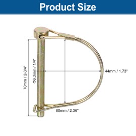 sourcing map 1Pcs 6.3mm x 70mm Linch Pin with Ring, Trailer Pins Round Linch Pins for Boat Kayak Canoe Trailer Tractor Trolley, Golden