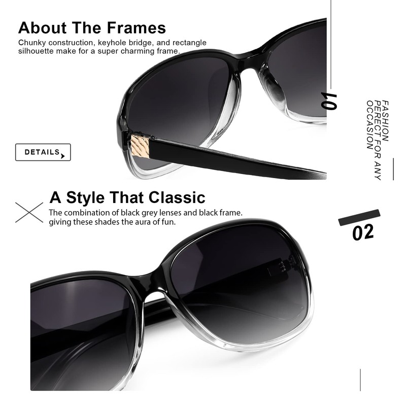 SIPHEW Polarized Sunglasses Womens, Classic Square Sun Glasses for women