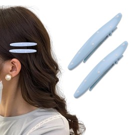 Womens French Barrette Hair Clips for Fine Thick Thin Hair, Blue Polka Dot Hair Clip for Women Girls French Hair Barrettes for Side Hair Clips for Women Makeup Hair Clips Cute Accessories