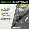 Retractable Ratchet Straps(4 Pack) - 1in x 10ft Self Retracting