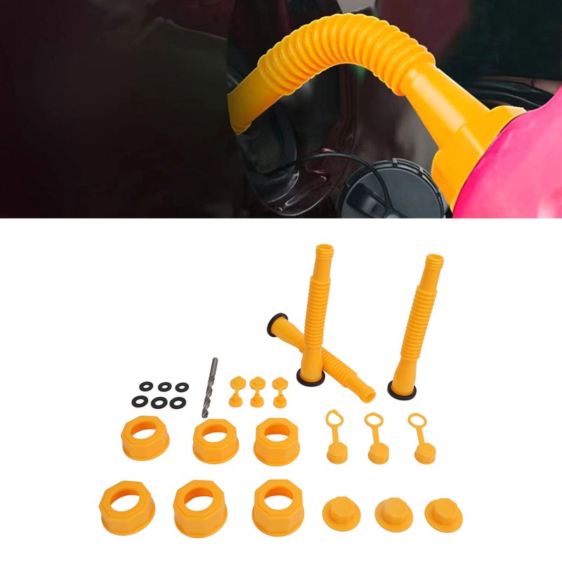 3 Sets Gas Can Spout Replacement Flexible Hoses Vent Covers