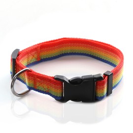 Adjustable Nylon Dog Collar, pet Collar 1 Inch 3/4 Inch 5/8 Inch Wide, for Large Medium Small Dogs (S(5/8" x 11-16"), Rainbow)