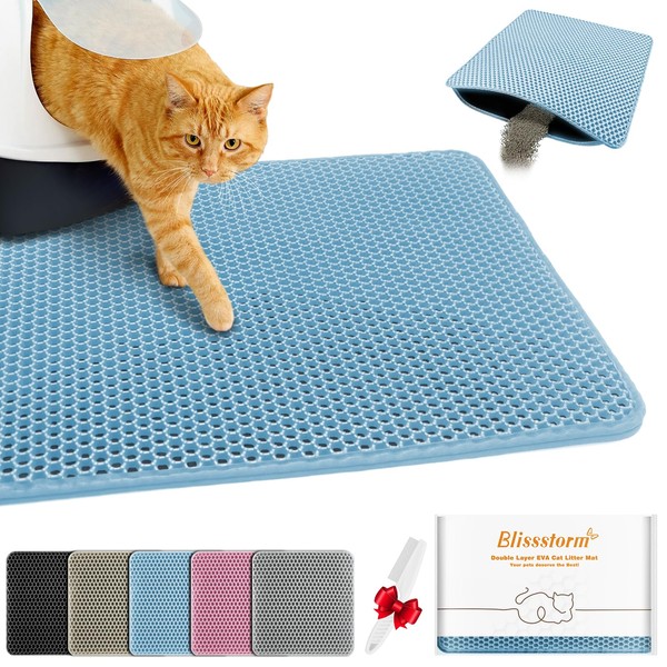 blissstorm Waterproof Cat Litter Mat, Double Layer EVA, Odor-Free Large