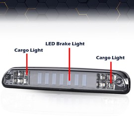 PIT66 LED 3rd Brake Light, Compatible with 1993-2011 Ford Ranger/Fit 1999-2016 Ford F250 SD F350 SD F450 SD F550 SD Smoky Lens Chrome Housing