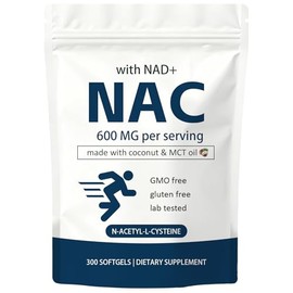 Suplemento NAC con NAD+ y aceite de coco | 2 en 1 N acetil L cisteína más formas de nicotinamida | Suplementos NAD para mujeres y hombres | Sin OMG, s