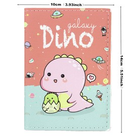 Cute Women Passport Horder PU Leather Passport Cover Travel Unicorn Passport Book Holder For Girls Teens, Pink Dino, Cute