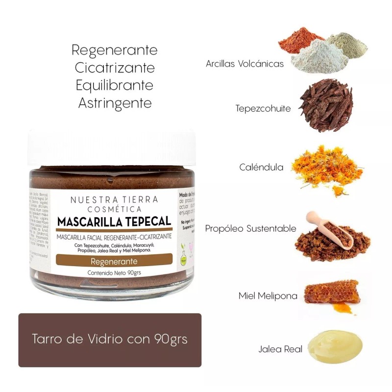 Nuestra Tierra Cosmética Mascarilla Regenerante Tepezcohuite Jalea Real Y Propóleo