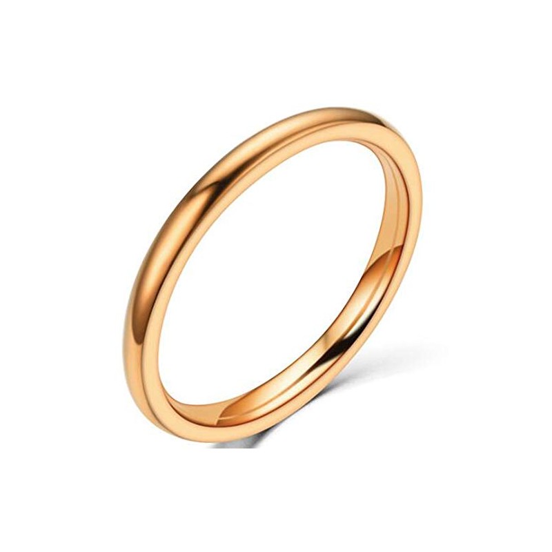 1.5mm Stainless Steel Thin Stackable Wedding Band Ring (Rose Gold,
