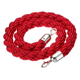 PATIKIL Stanchion Rope, 1.2m/3.9Ft Barrier Rope Twisted Post Ropes for Posts Stands Queue Divider Crowd Control of Hotel, Red Silver