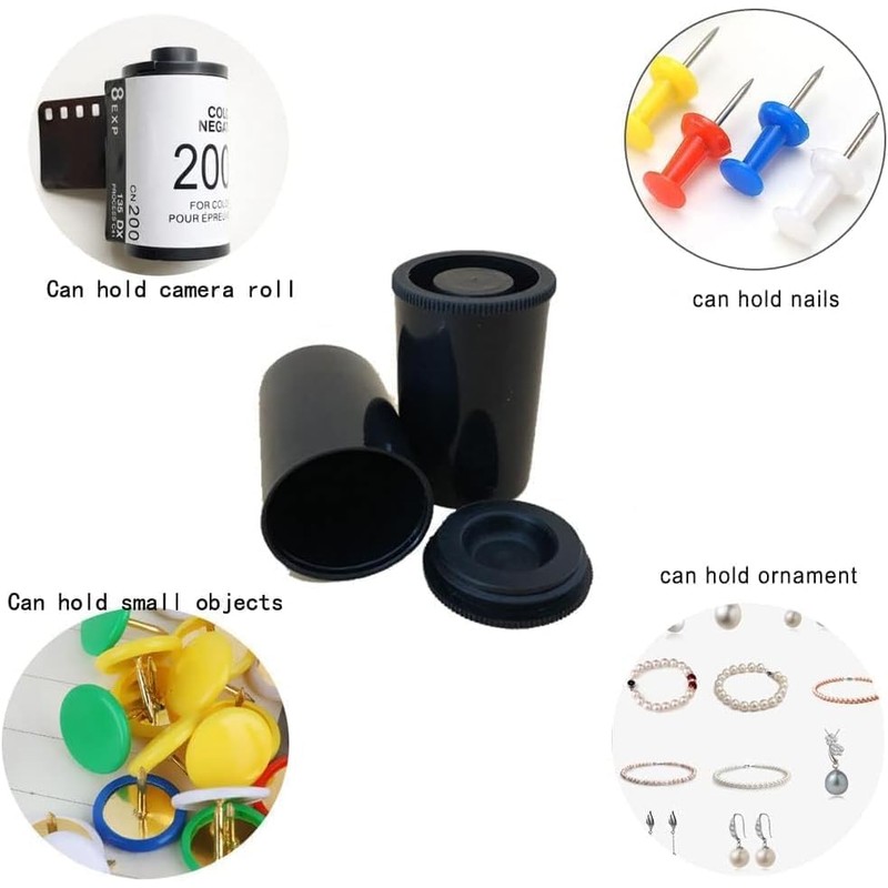 CIFFRA Film Canister Storage Container, 33mm, Black, Pack of 10,