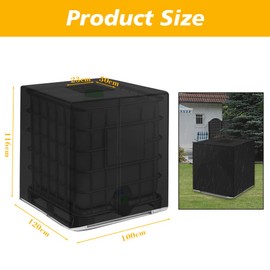 HOTUT IBC Tank Cover Waterproof 1000L Water Tank Cover, 420D Oxford Fabric Protective Cover with Zipper, 120 x 100 x 116cm IBC Container Protective Cover, Windproof Anti-UV Outdoor IBC Cover