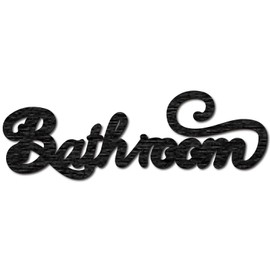 CREATCABIN Word Cutout Sign Bathroom Laser Cut Wood Letter Sign Wall Decor Unfinished Wooden Signs Wall Art Basswood Hanging Sculpture Decor for Crafts DIY Farmhouse Door Black 11.8x3.9Inch